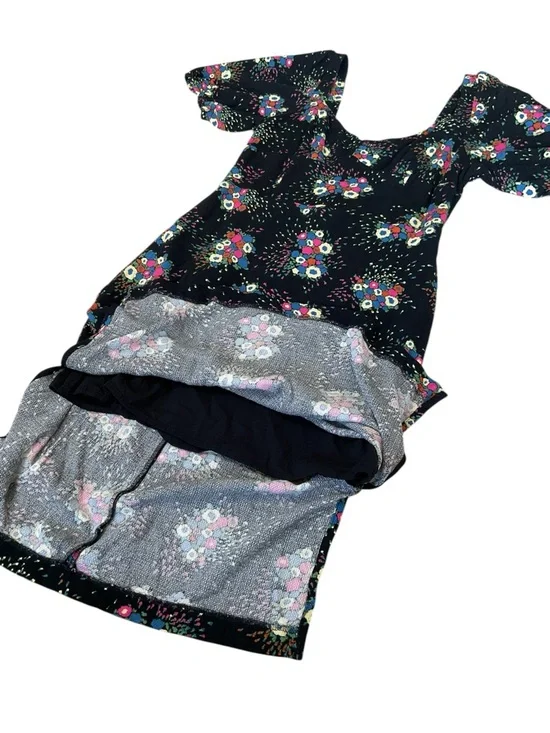 Anthropologie Floral Dress Puff Sleeve Black Mini Fit Flare Size 8 - Picture 8 of 11